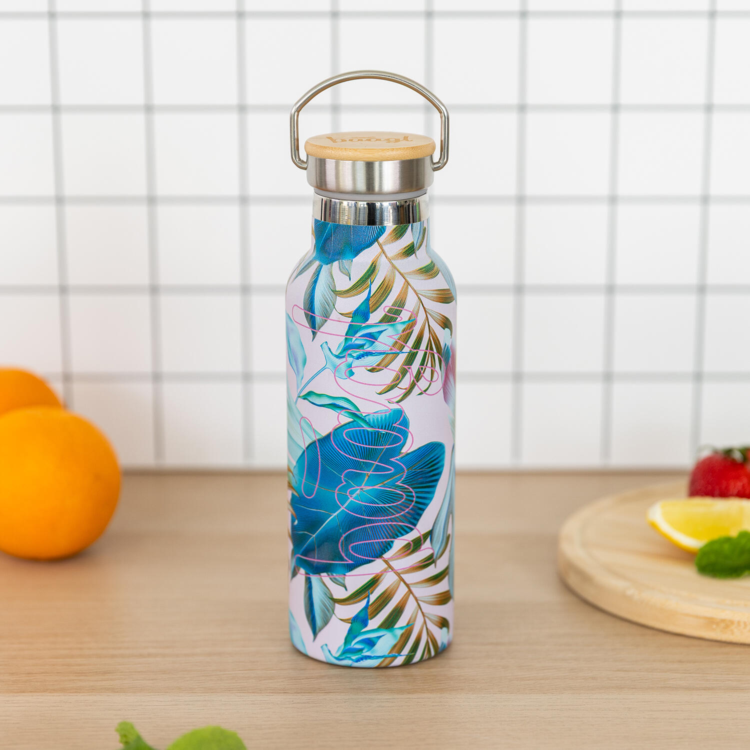 Thermoflasche mit Bambusdeckel Leafs, 500 ml 5/6