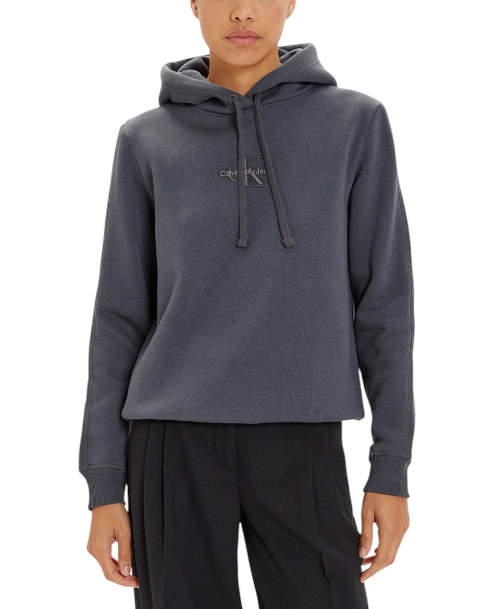 Calvin Klein Jeans Hooded Plain Slip-On Sweatshirt with Long Sleeves