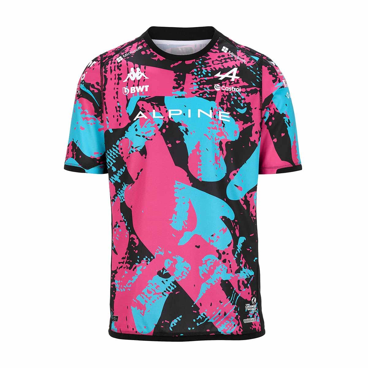 Camiseta Kappa Kombat 2024 para Hombre Negra/Rosa/Turquesa 2/5