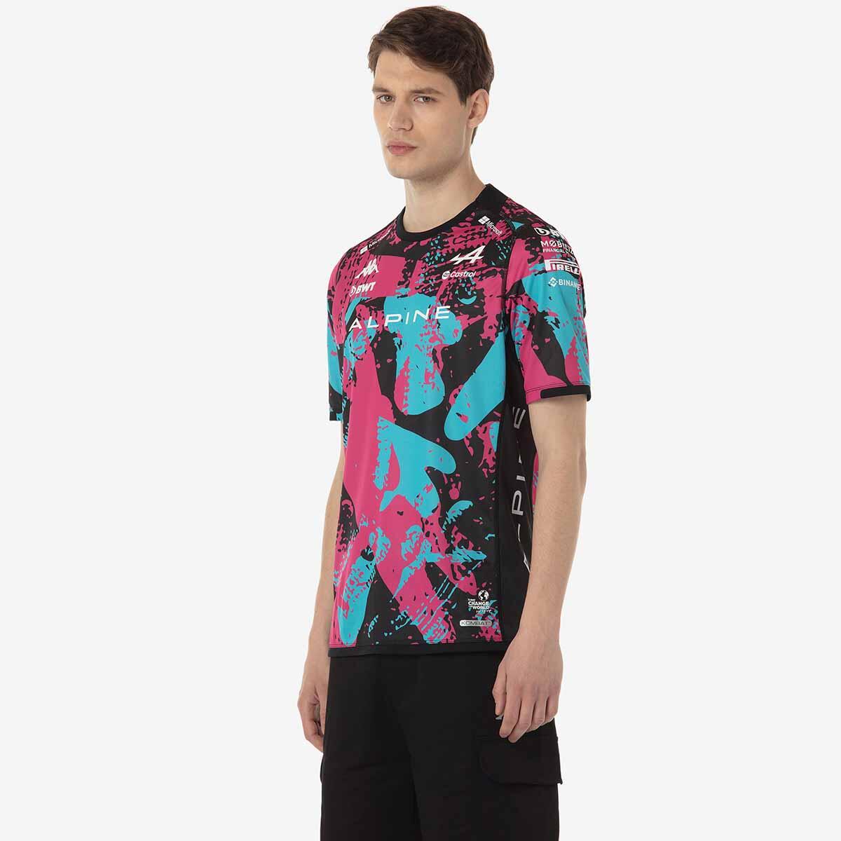 Camiseta Kappa Kombat 2024 para Hombre Negra/Rosa/Turquesa 5/5