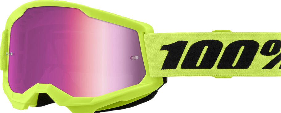 100% Goggle Strata 2 Neon Yellow - Mirror Pink Lens