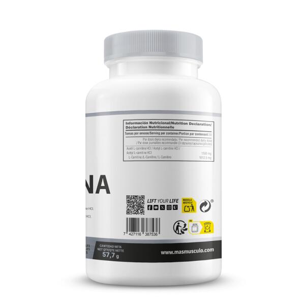 Acetyl L-Carnitine 1500 mg - 90 plantaardige capsules MASmusculo 3/5