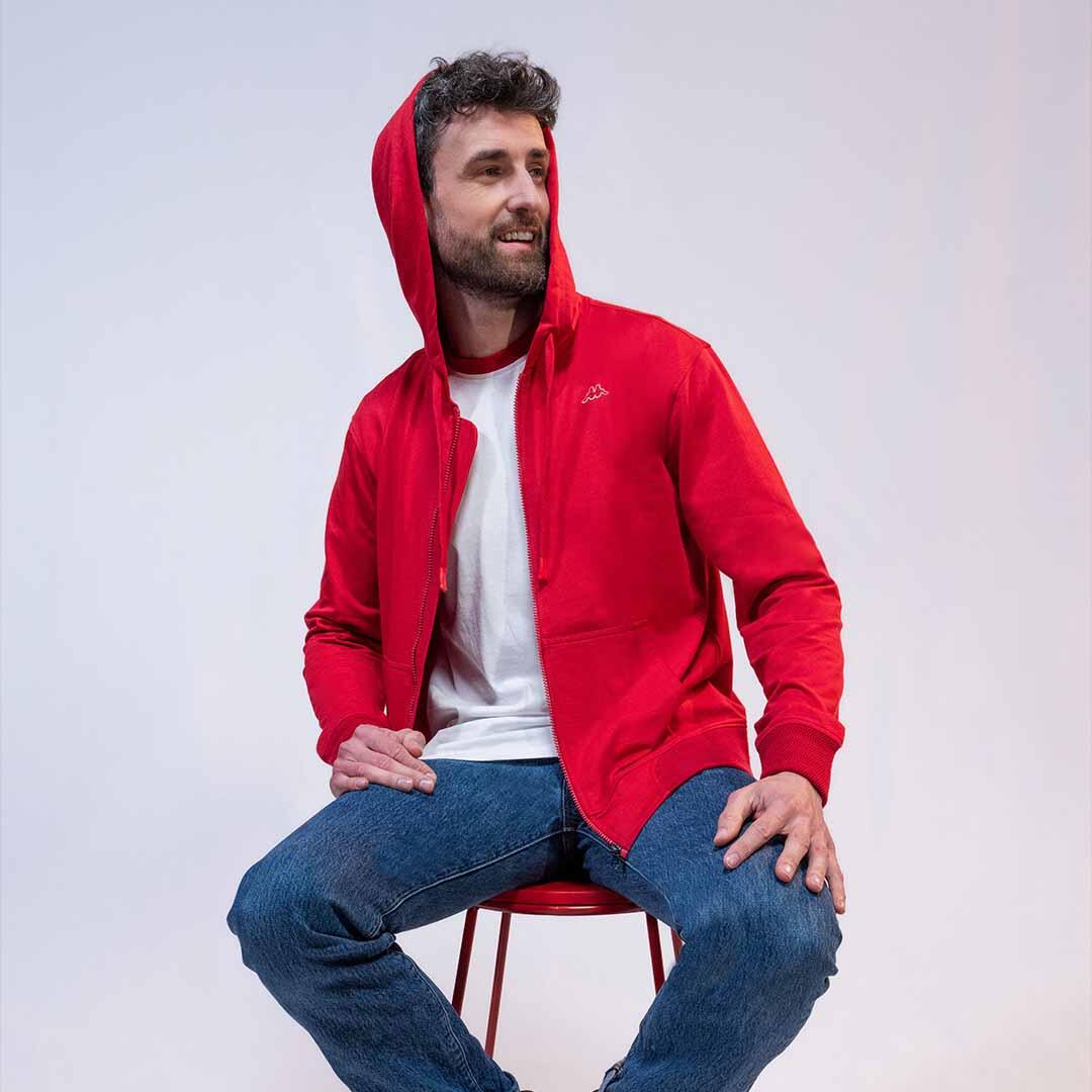 Veste à capuche manches longues adulte Tanaros rouge 6/7