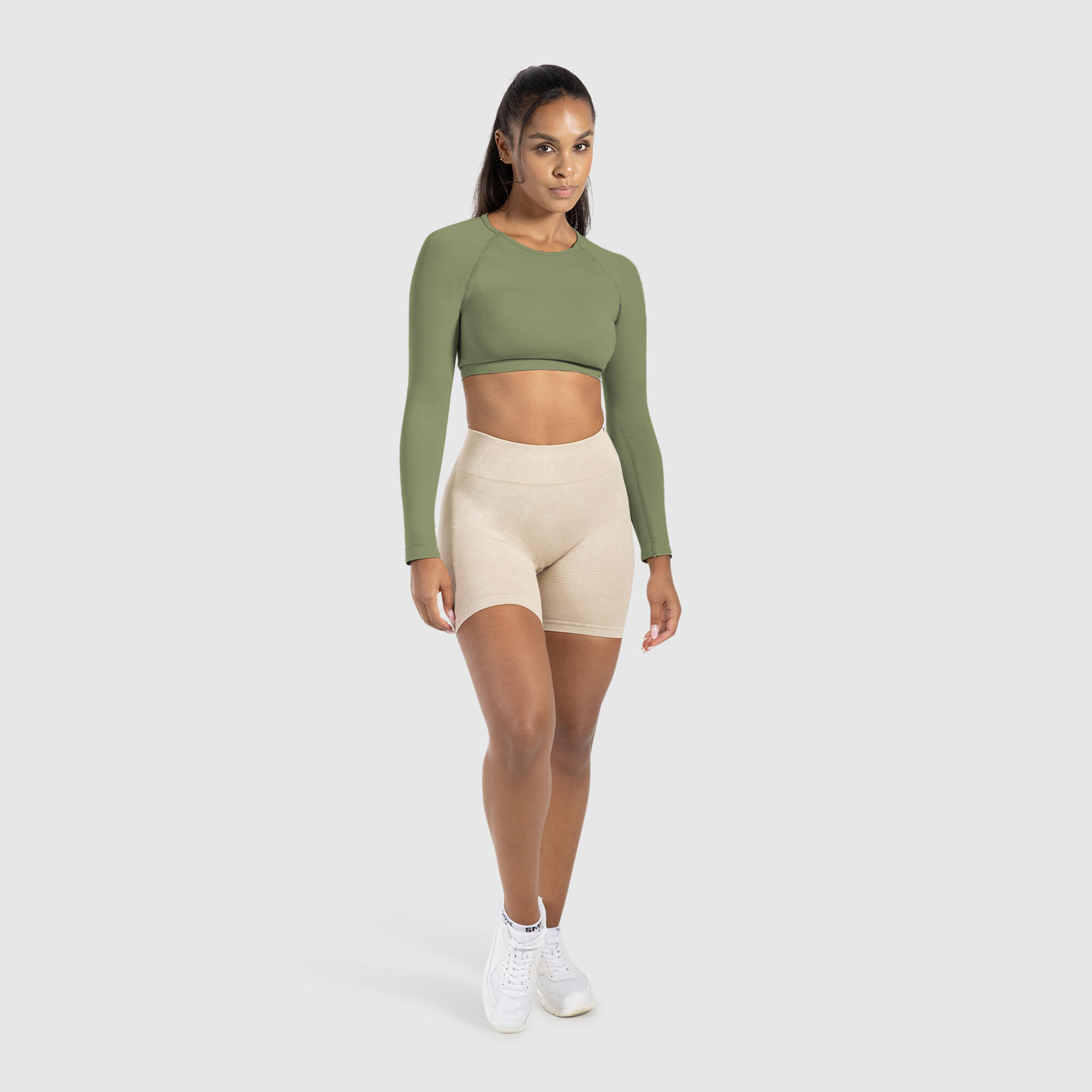 Damen Crop Longsleeve Bethy Khaki 3/5