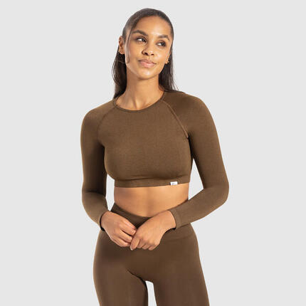 Damen Crop Longsleeve Bethy Khaki
