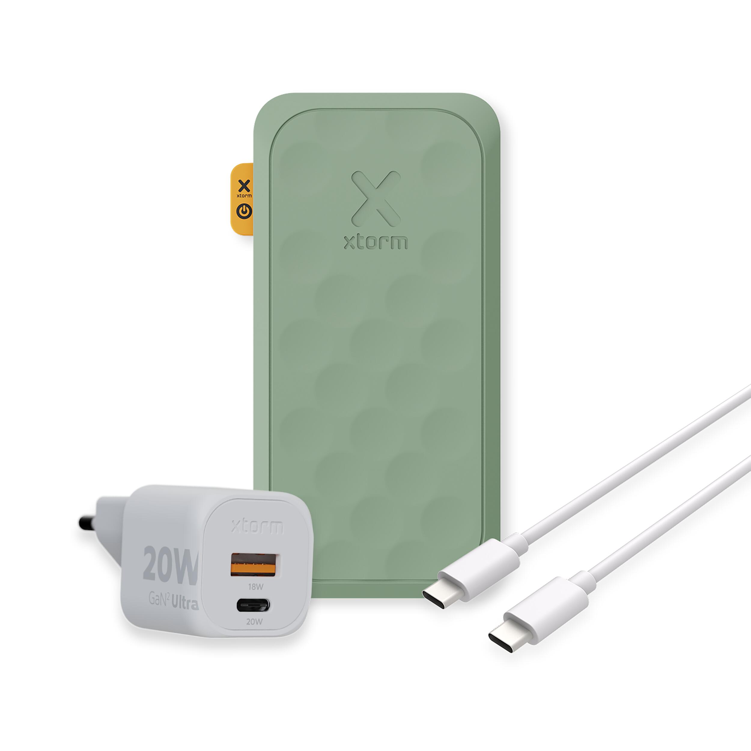 Xtorm - Xtorm 20w Fs5 Powerbank 10,000mah + 20w Gan2 Charger + Usb-c Pd Cable, Vert - Chargeur - Vert - No Size - Decathlon