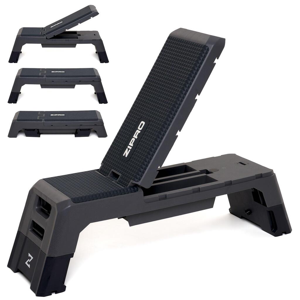 ZIPRO Adjustable Step / Training Bench with Backrest and Non-Slip Surface