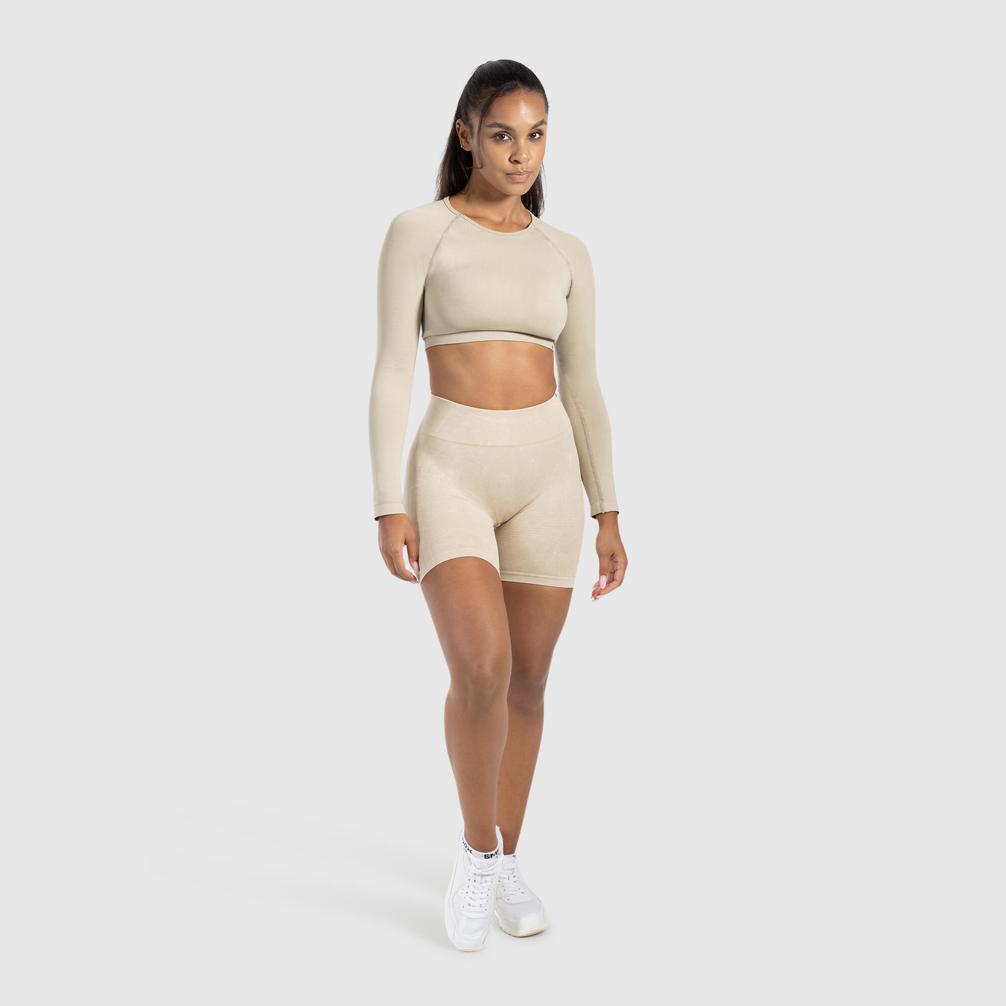 Damen Crop Longsleeve Bethy Taupe 3/5