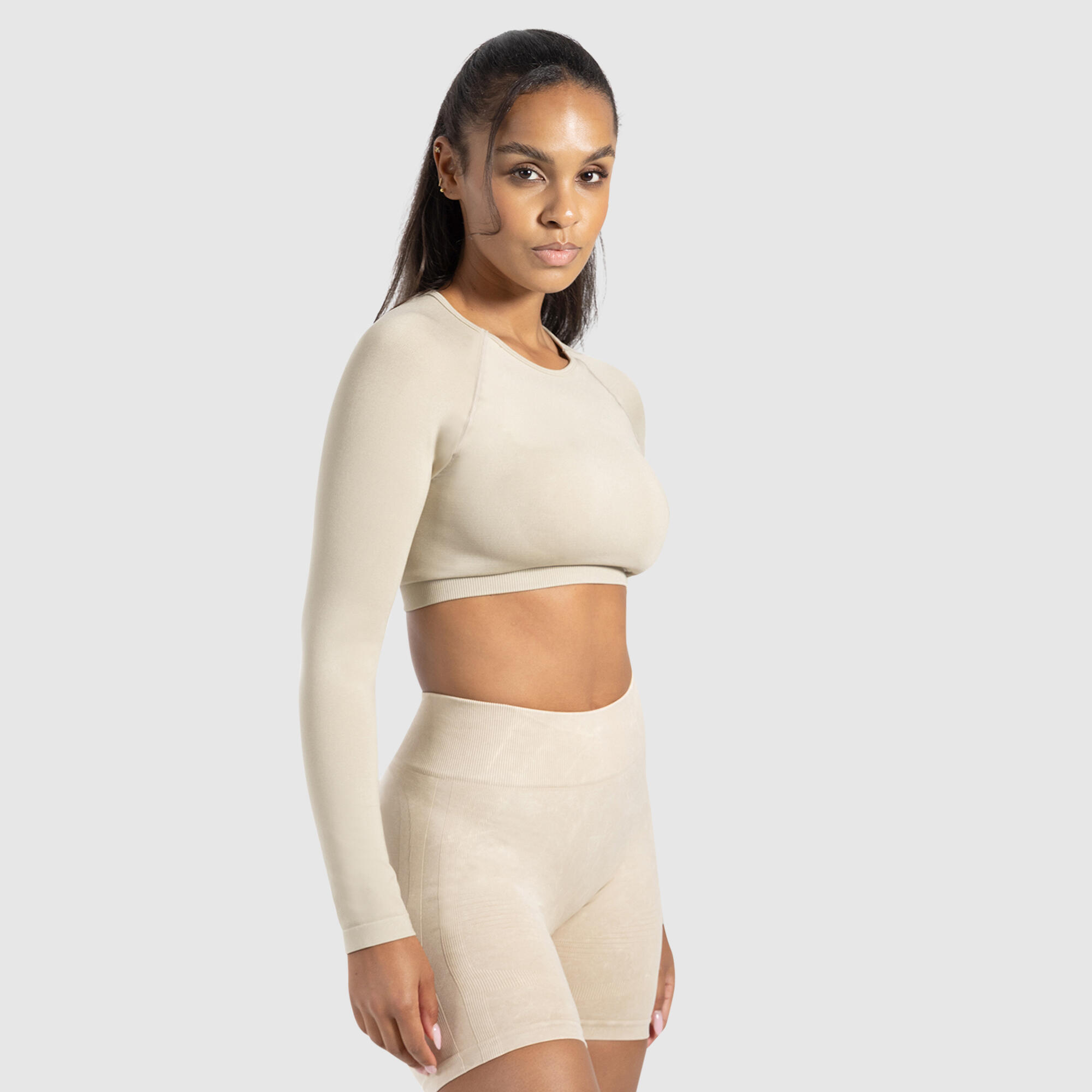 Damen Crop Longsleeve Bethy Taupe 2/5