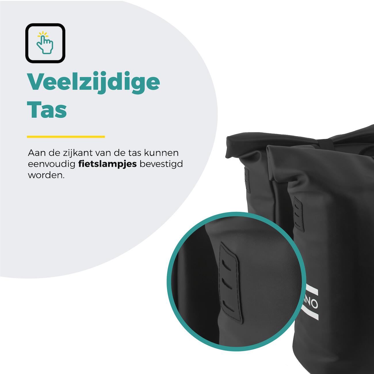 Voltano Dubbele Fietstas Rolltop E-bike Pro - Zwart - 48 Liter - 100% Waterdicht 7/7