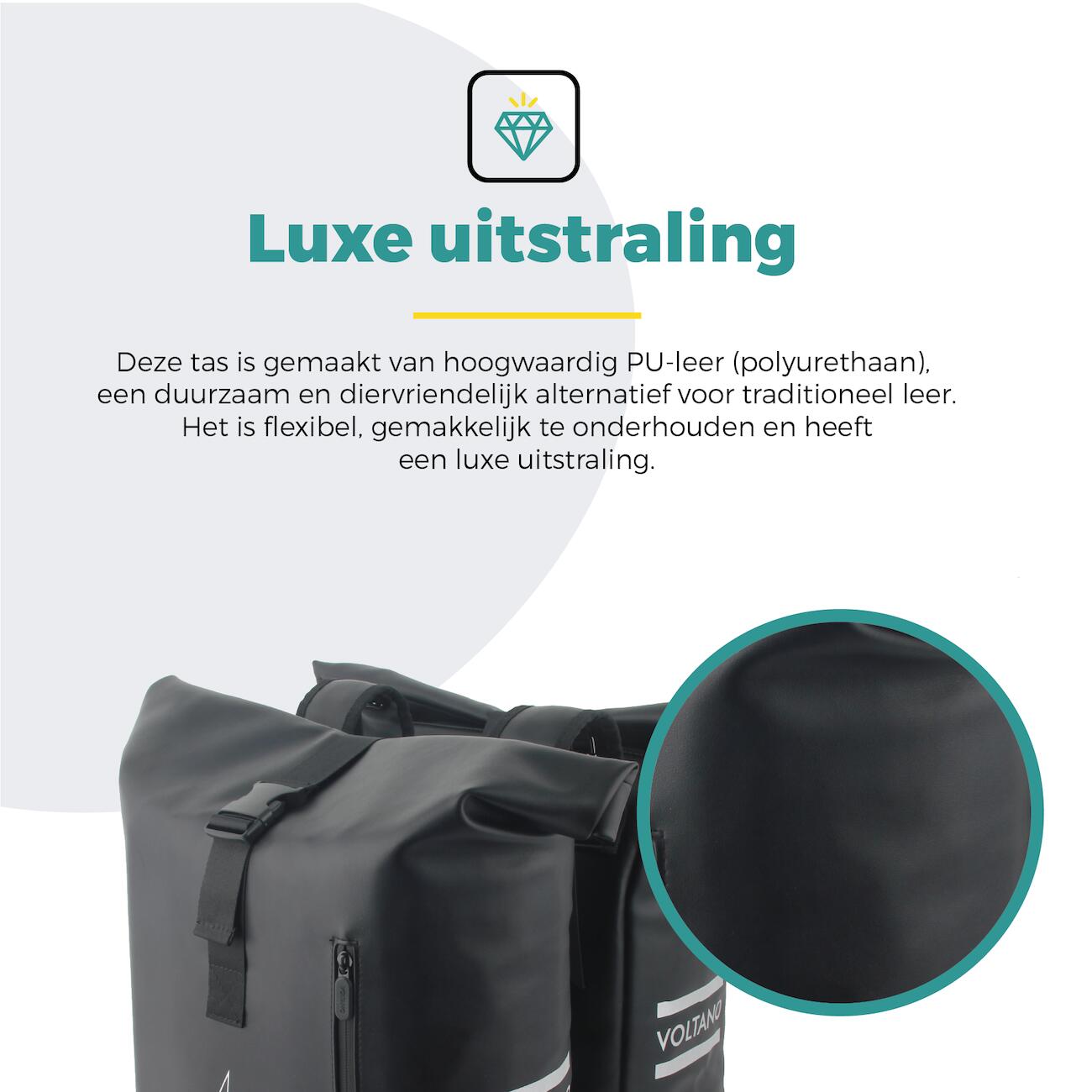 Voltano Dubbele Fietstas Rolltop E-bike Pro - Zwart - 48 Liter - 100% Waterdicht 5/7