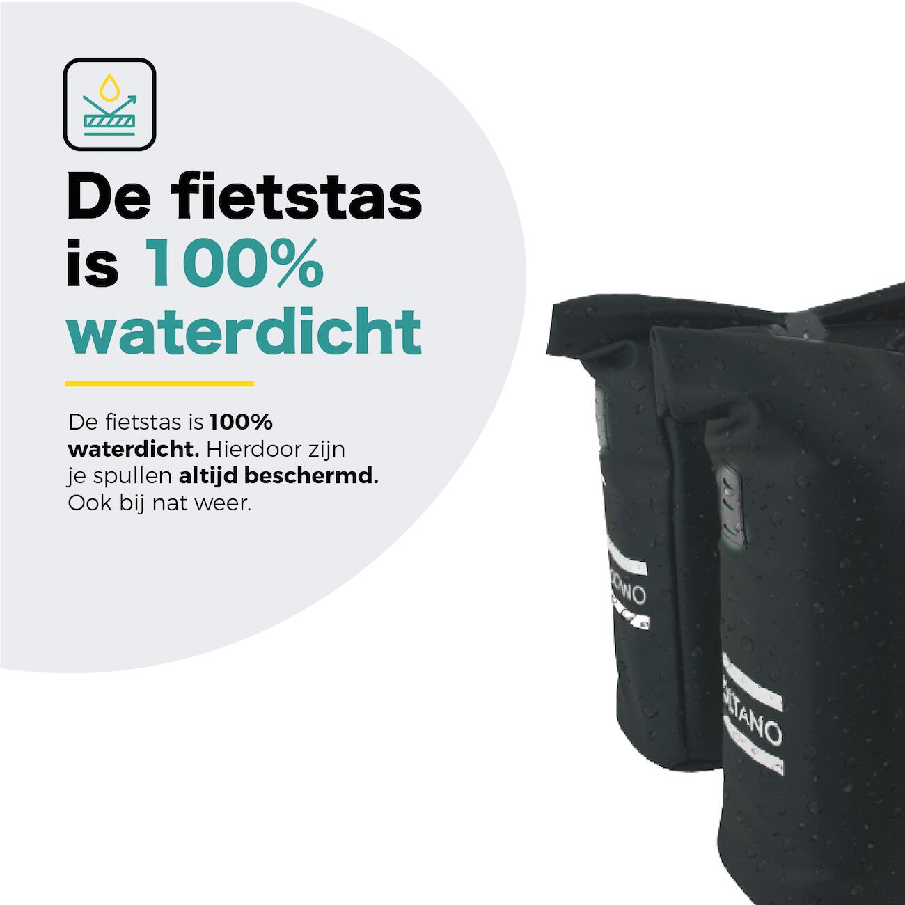 Voltano Dubbele Fietstas Rolltop E-bike Pro - Zwart - 48 Liter - 100% Waterdicht 4/7