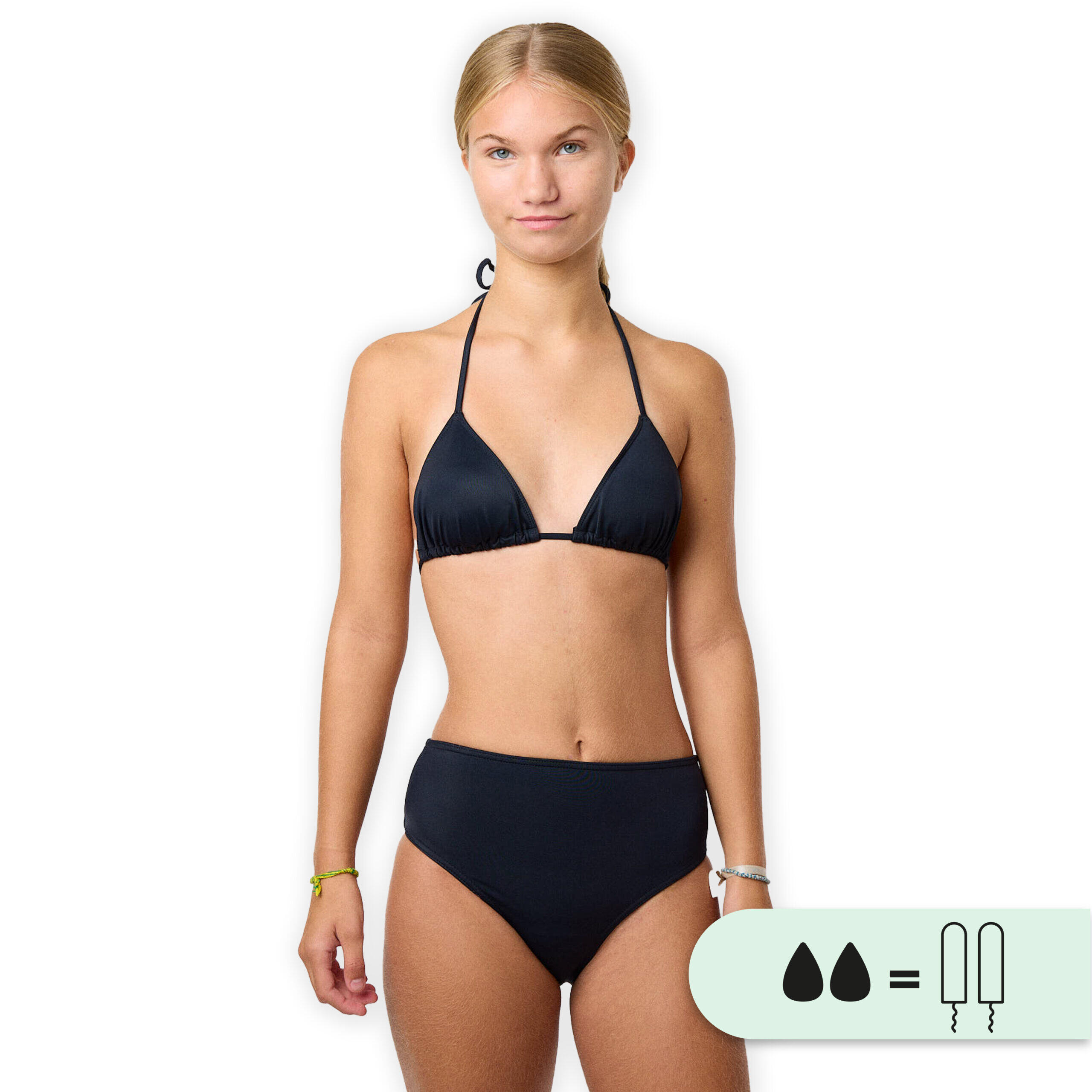 Smoon - Culotte De Bain Menstruel Taille Haute Pour Ados - Flux Moyen - Maillot De Bain 1 Pièce - Noir - 13-14 Ans - Decathlon