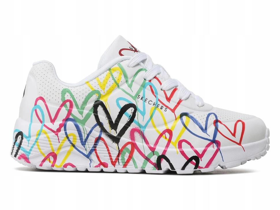 Buty damskie SKECHERS UNO LITE 314064L-WMLT białe w serca sportowe 39,5
