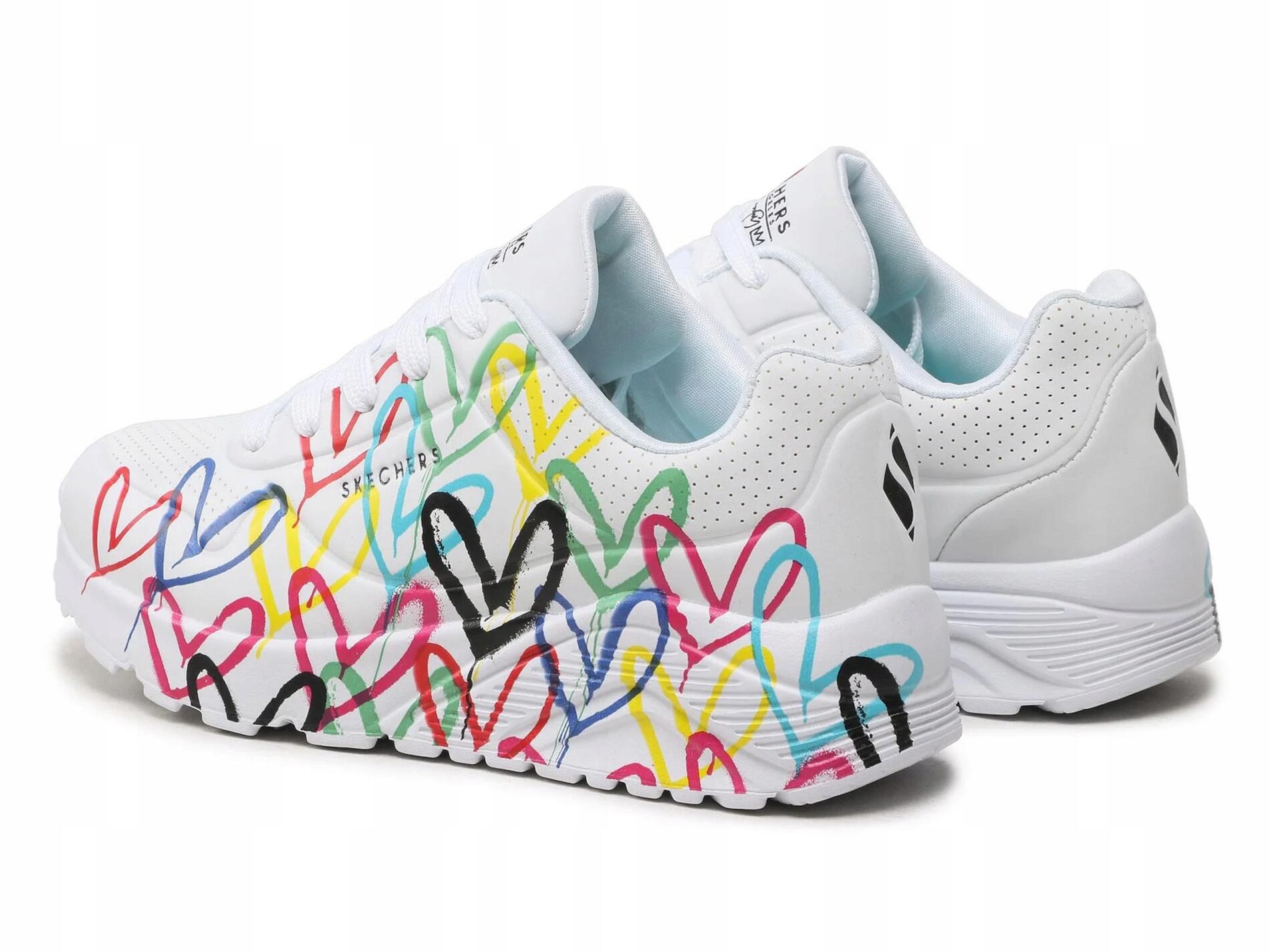 Buty damskie SKECHERS UNO LITE 314064L-WMLT białe w serca sportowe 38 4/6