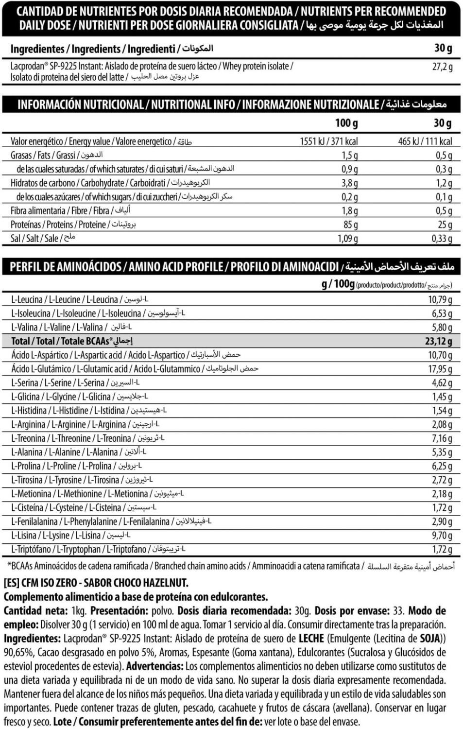 CFM ISO Zero - 1Kg Chocolate con Avellanas BIG 2/3
