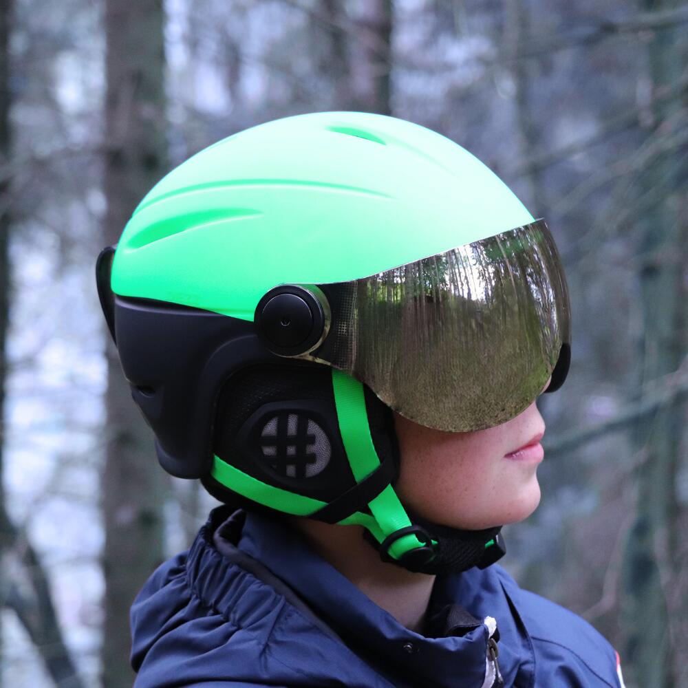TEEN VISOR helm GREEN BLACK 3/4