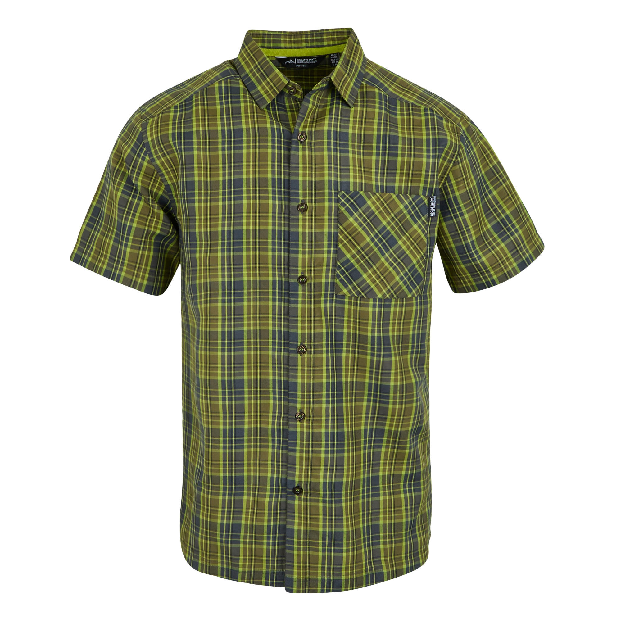 REGATTA Camicia A Quadri Maniche Corte Uomo Regatta Mindano IX Verde Nefrite Cenere