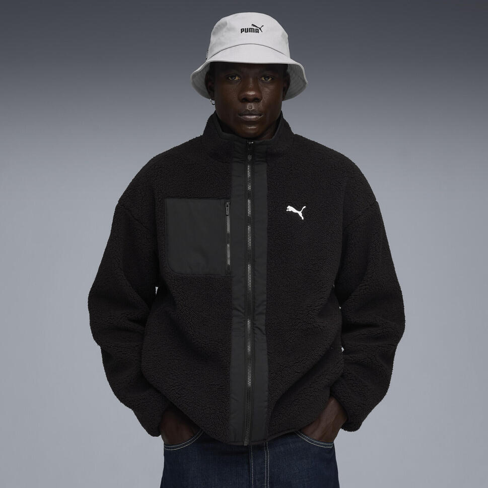 Męska dwustronna kurtka hybrydowa z dzianiną typu baranek PUMA Black