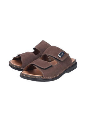 Rieker Herren Pantolette Slipper Hausschuh Pantoffeln Leder weit 25590-25 braun