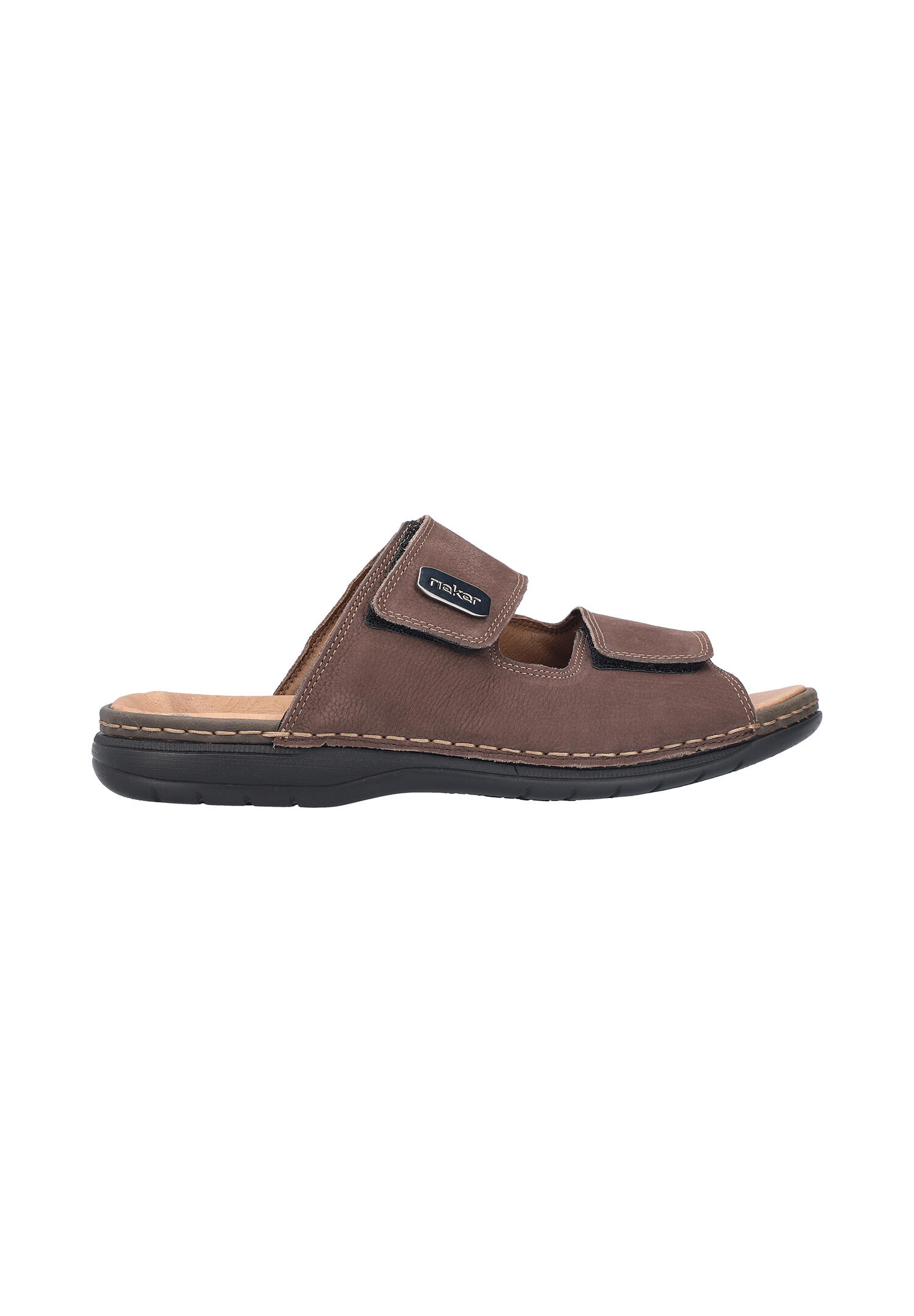 Rieker Herren Pantolette Slipper Hausschuh Pantoffeln Leder weit 25590-25 braun 3/7