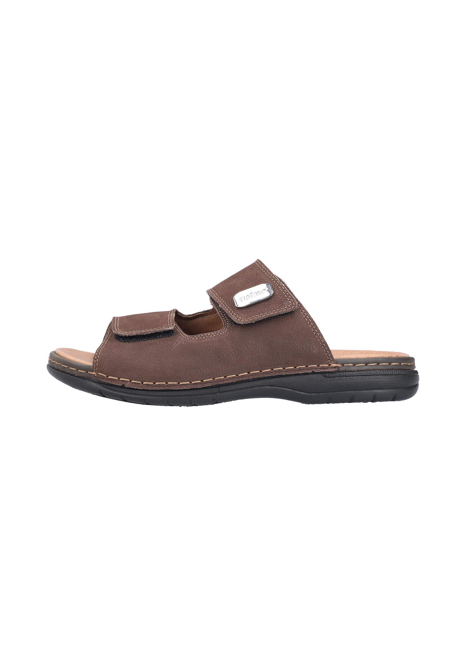 Rieker Herren Pantolette Slipper Hausschuh Pantoffeln Leder weit 25590-25 braun 2/7