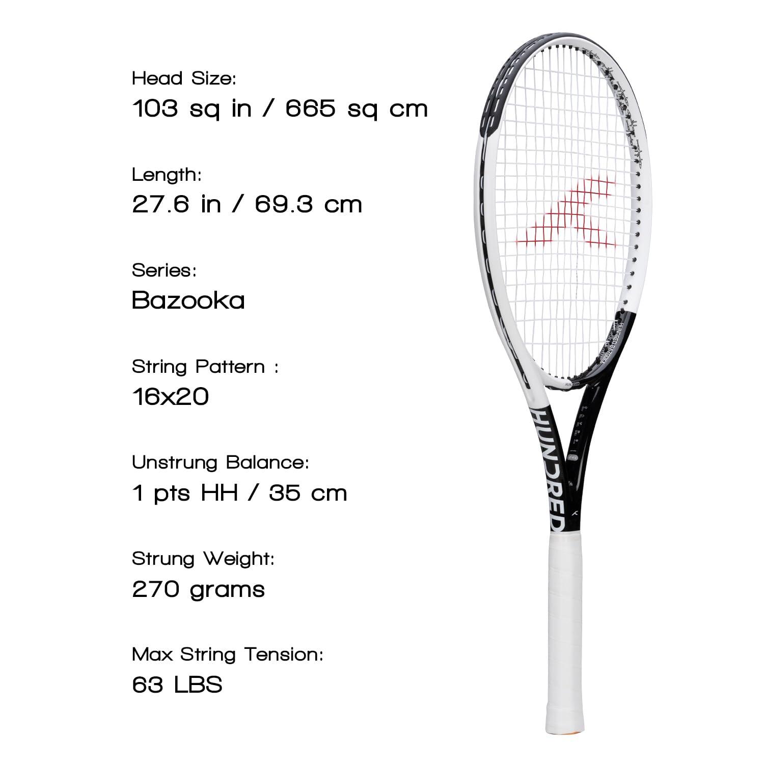 Tennisracket Hundred Bazooka 270g|Housse|Grip 2|Weiß/Schwarz 2/7