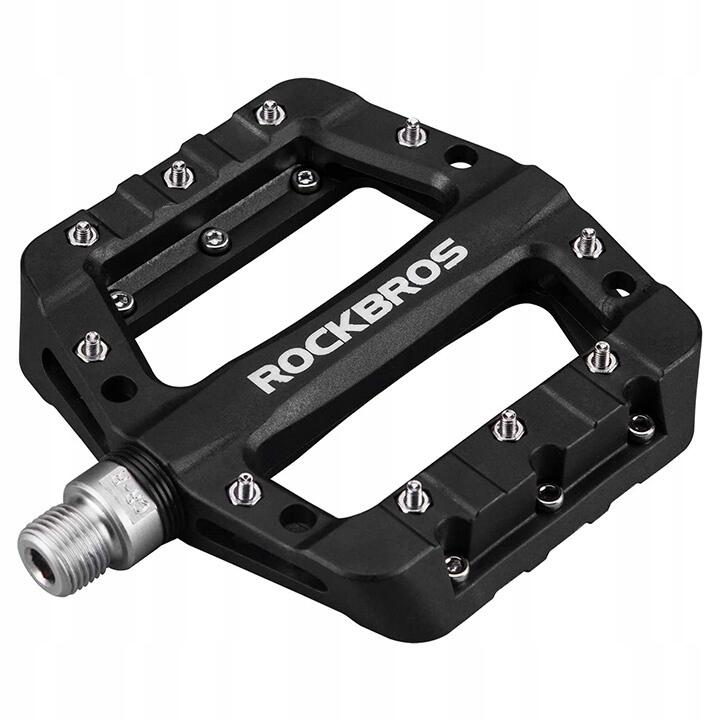 Pedały rowerowe Rockbros platformy nylon/stal czarne z pinami 9/16