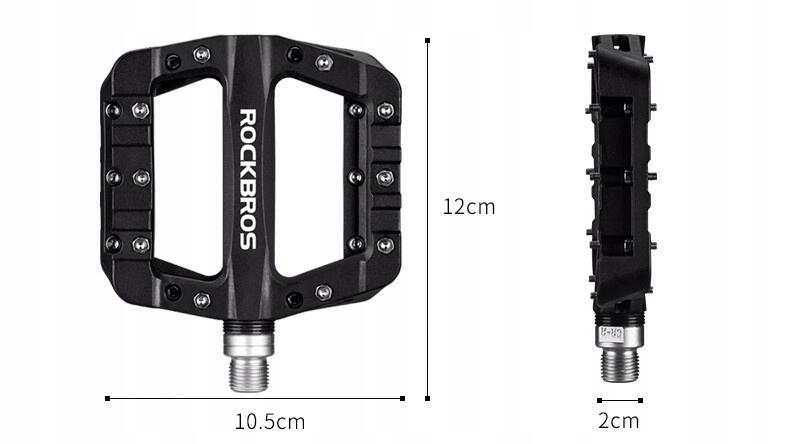 Pedały rowerowe Rockbros platformy nylon/stal czarne z pinami 9/16