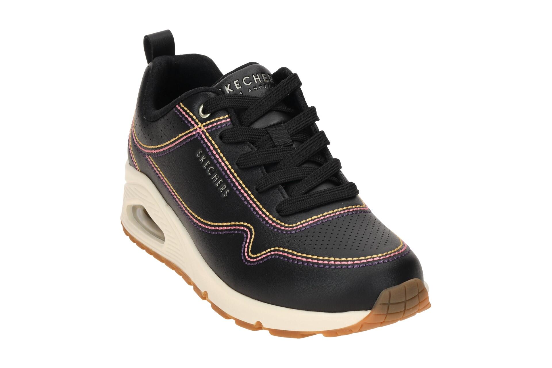 Skechers Uno Schuhe Sneakers schwarz bunte Nähte 177022 3/7