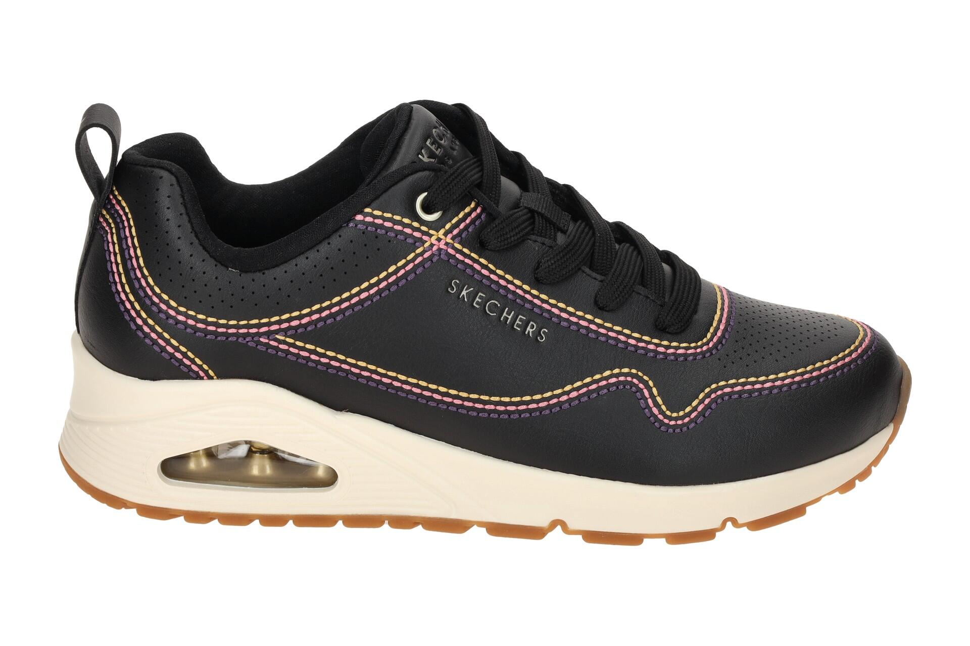 Skechers Uno Schuhe Sneakers schwarz bunte Nähte 177022 2/7