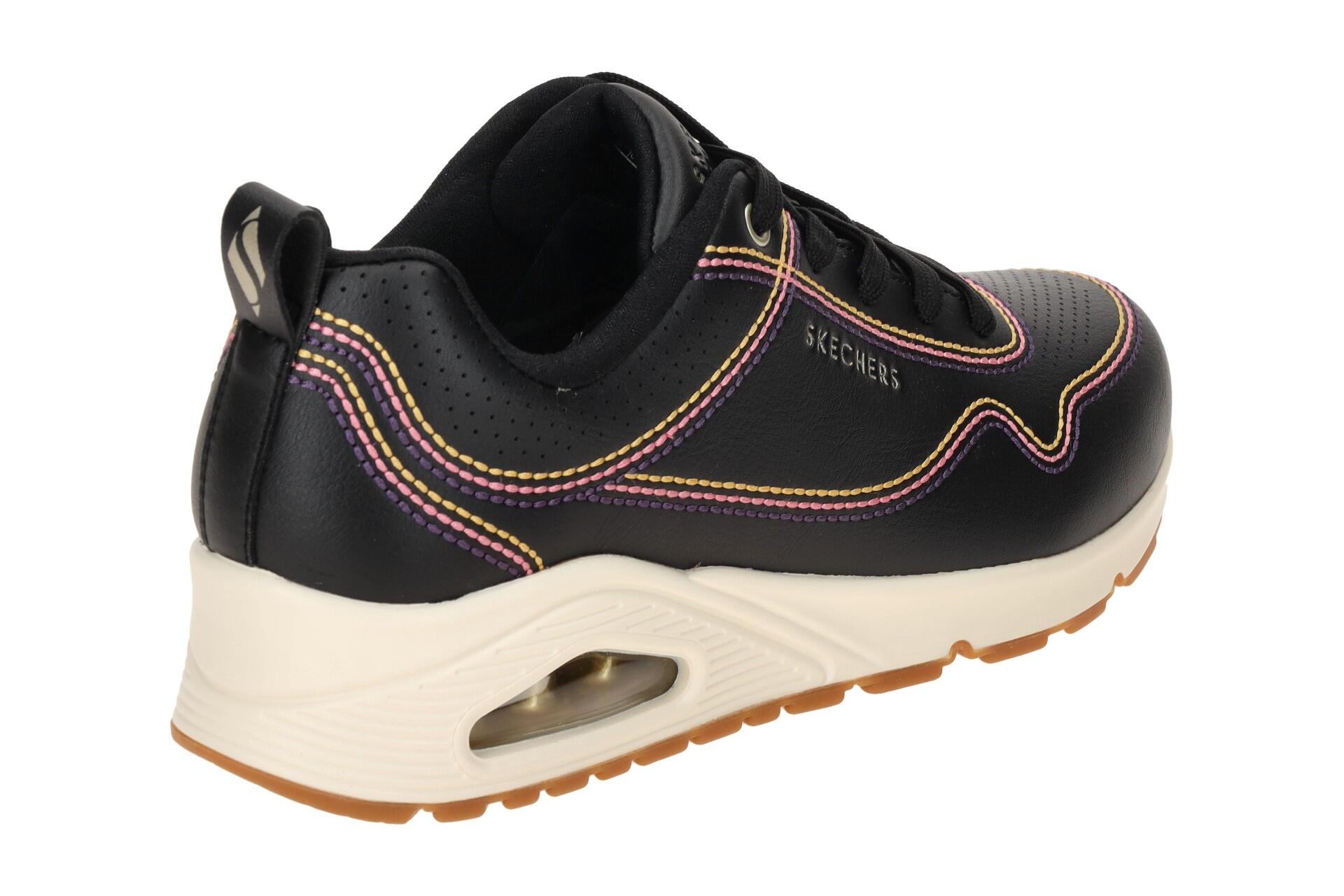 Skechers Uno Schuhe Sneakers schwarz bunte Nähte 177022 4/7