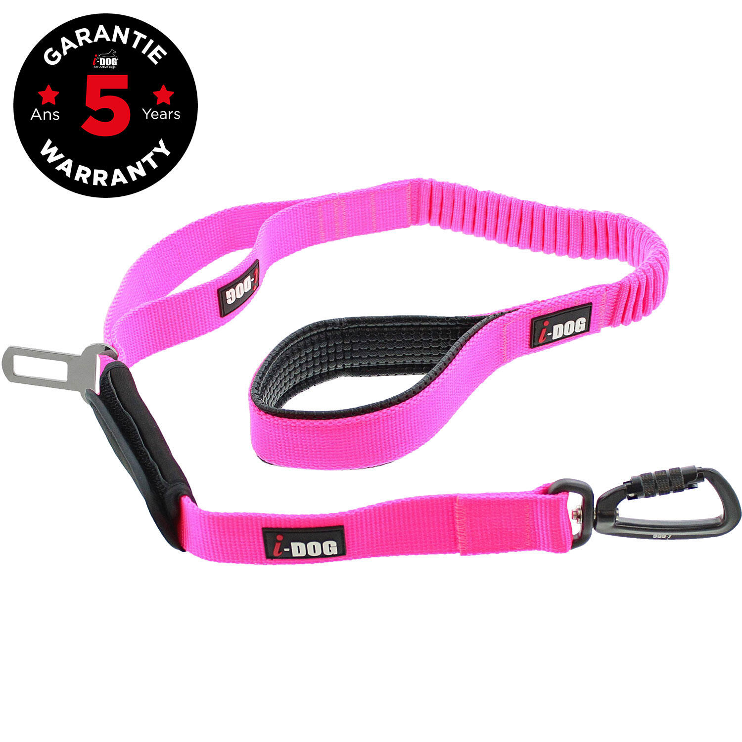 Laisse chien avec boucle auto CONFORT PRO MAX 120cm rose 2/2