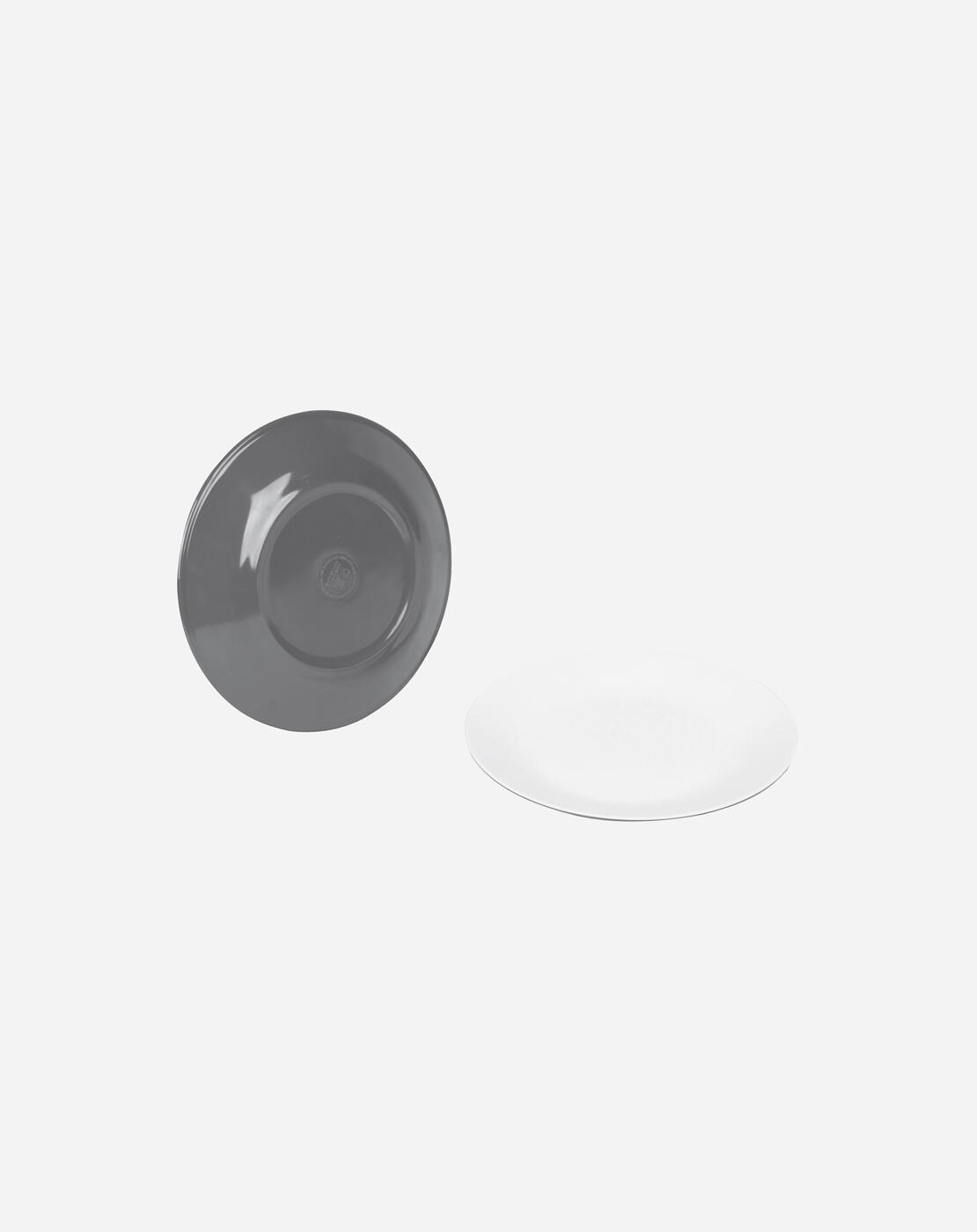 Vaisselle - Bicolore - Mélamine - 16 Pièces - Gris/Blanc 2/7
