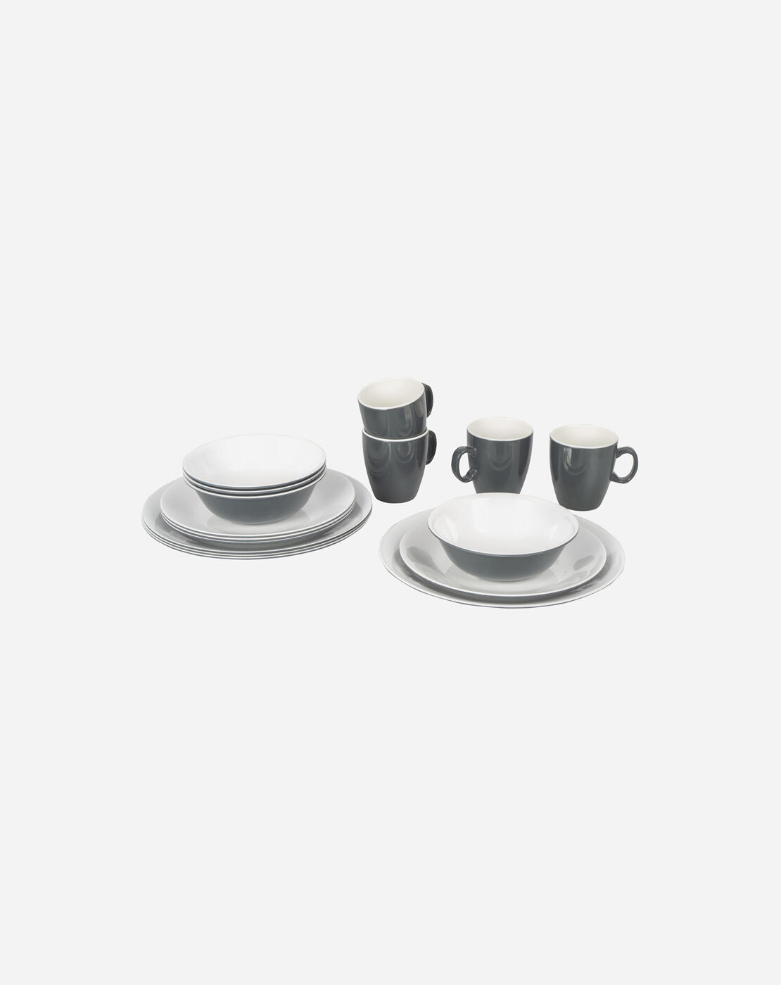 BO-CAMP Bo-Camp Geschirr 100% Melamin 16-teilig Grau