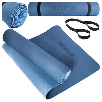 Tappetino yoga fitness 183×61×06 cm blu piano allenamento PDF REVITY