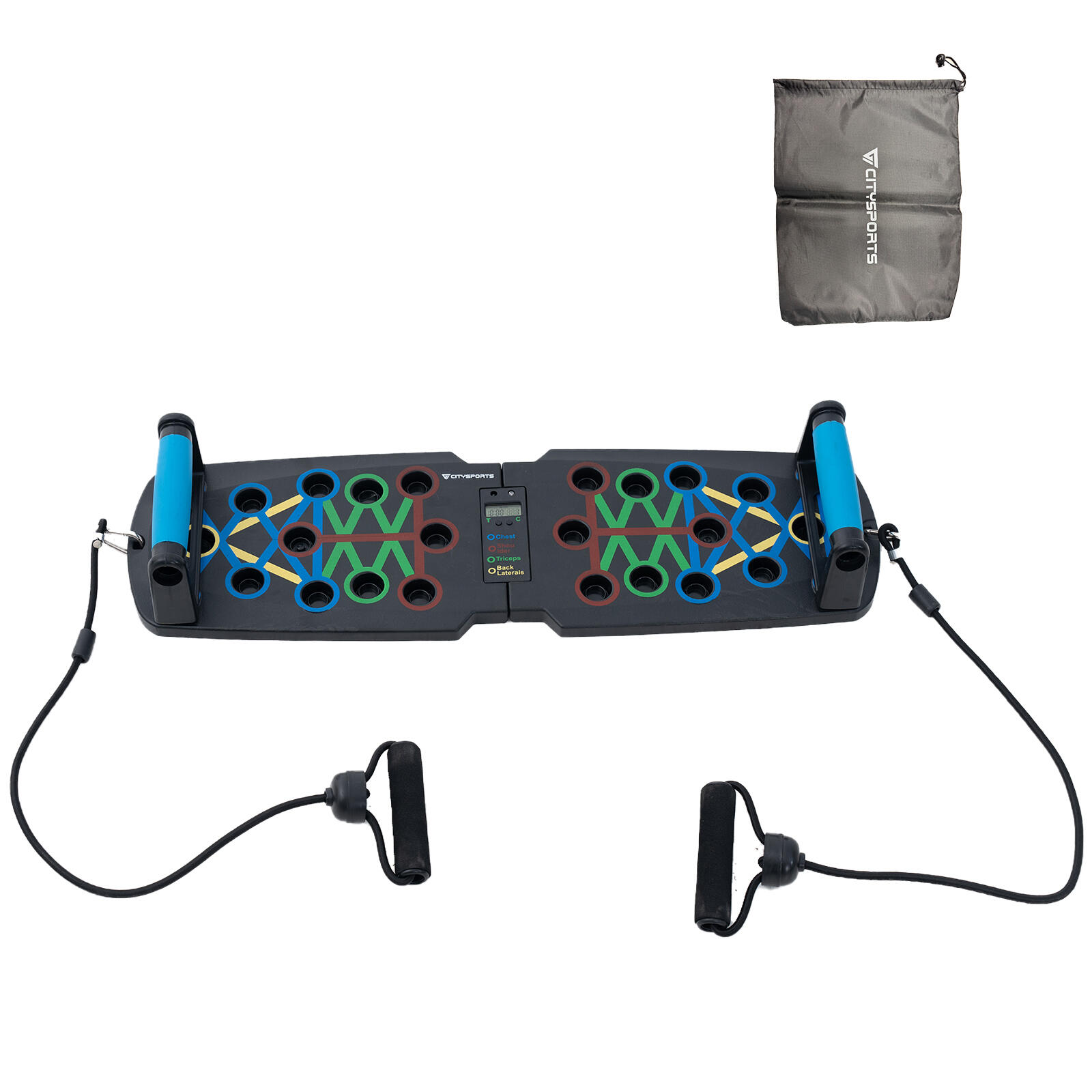 Citysports - Planche De Pompes Pliable Push-up Avec Bandes De Résistance.comptage Intelligent - Poignées Pour Pompe - Noir - Taille Unique - Decathlon