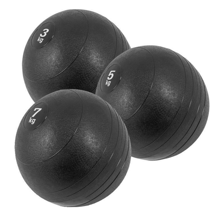 Gorilla Sports - Lot 3 Slam Ball Caoutchouc | Musculation | Poids Total 15kg - Slam Ball - Noir - 15 Kg - Decathlon