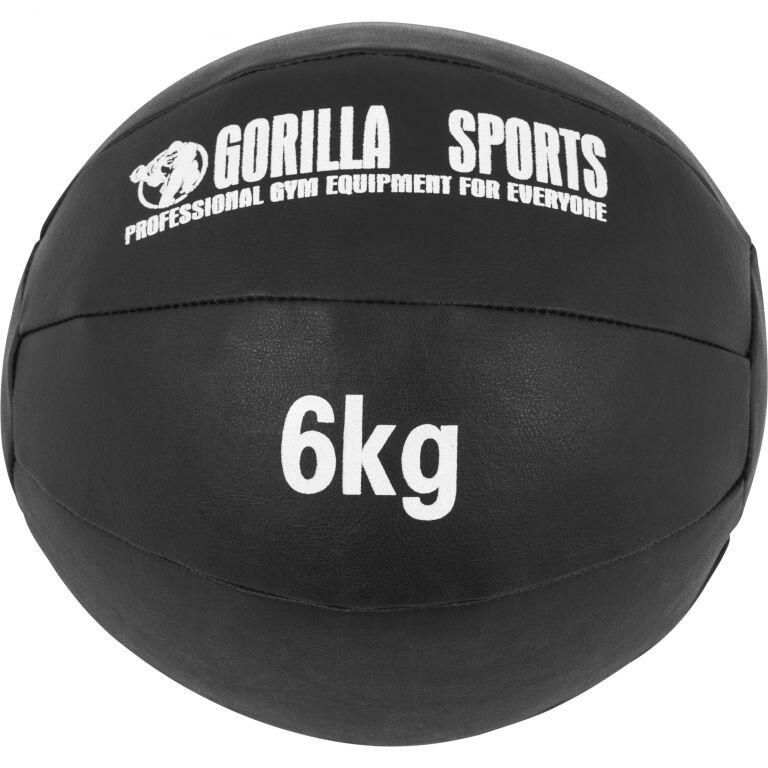 Gorilla Sports - Medecine Ball Cuir Synthétique | Musculation | Au Choix De 1kg À 10kg - Médecine Ball - Noir - 6 Kg - Decathlon