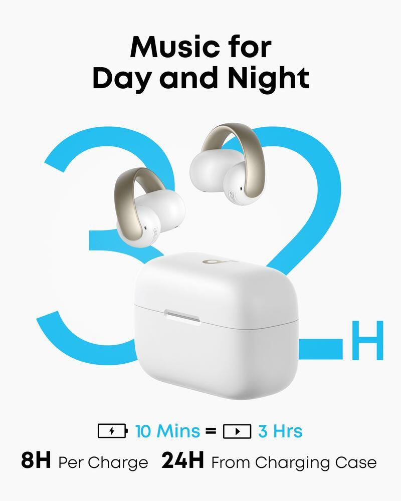 soundcore AeroClip Open-Ear Clip-On Wireless Earbuds, White 7/7