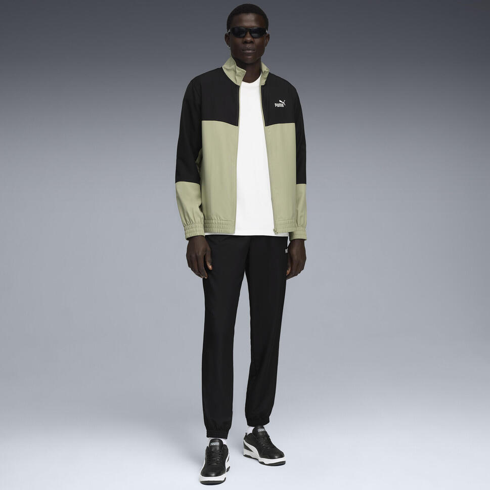 Męski dres z blokami kolorów z tkaniny PUMA Lux Army Green