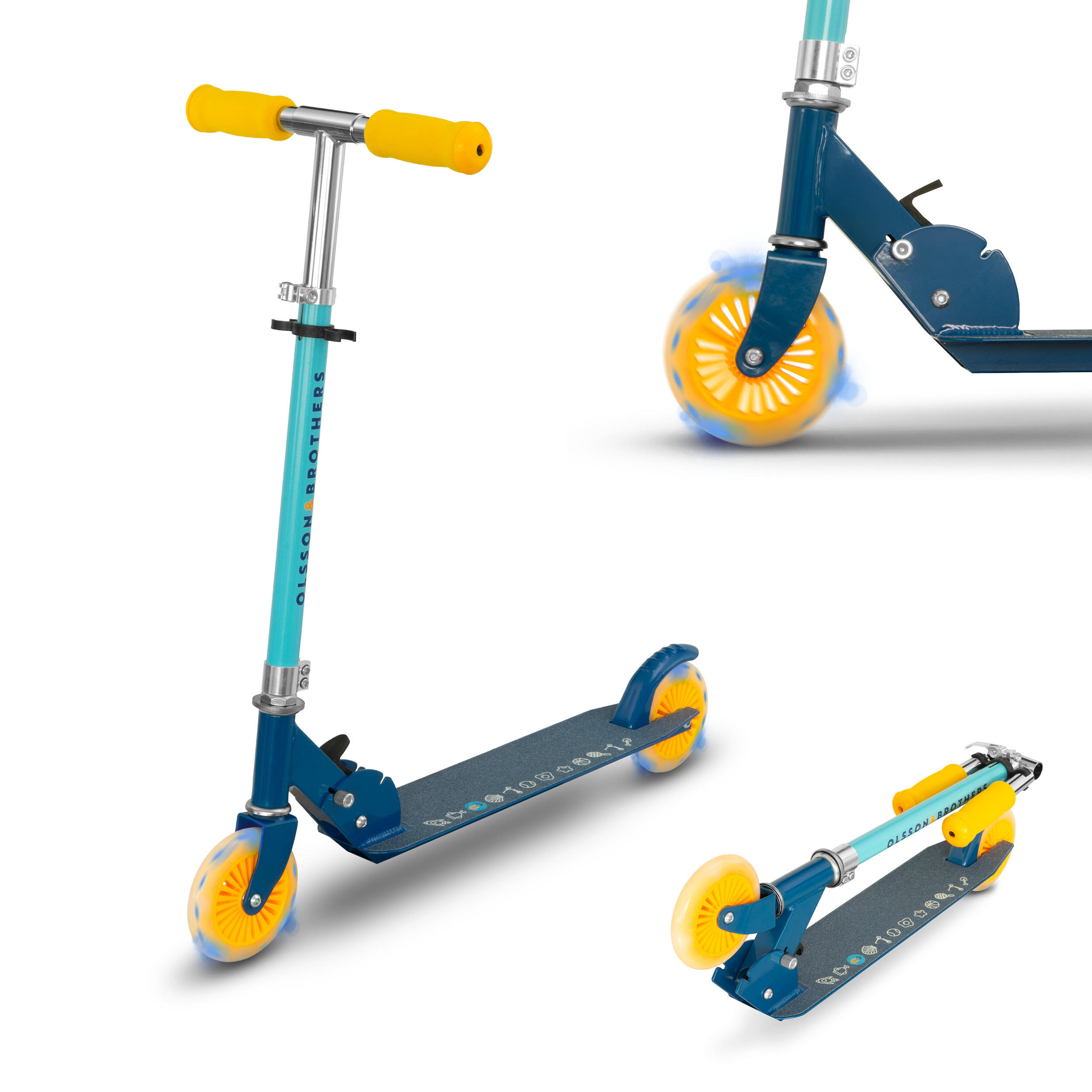 Olsson And Brothers - Trottinette Enfant Roues Led Olsson Rocket - Abec 7, Hauteur Réglable 77-98 Cm - Trottinette - Bleu - Taille Unique - Decathlon