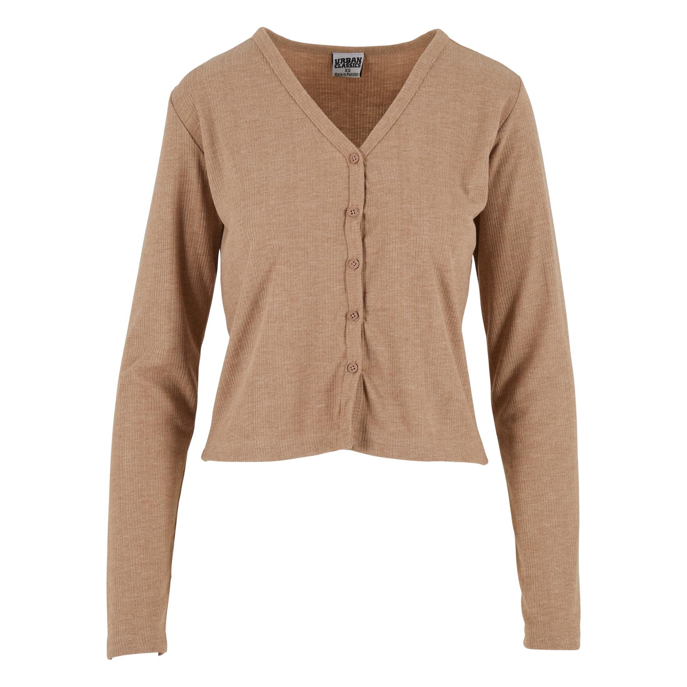 Urban Classics - Cardigan Femme Urban Classics Rib - Gilet Manches Longues - Beige - Decathlon