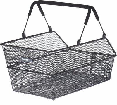 Basil Cento Multi System - Cestino posteriore in acciaio nero.