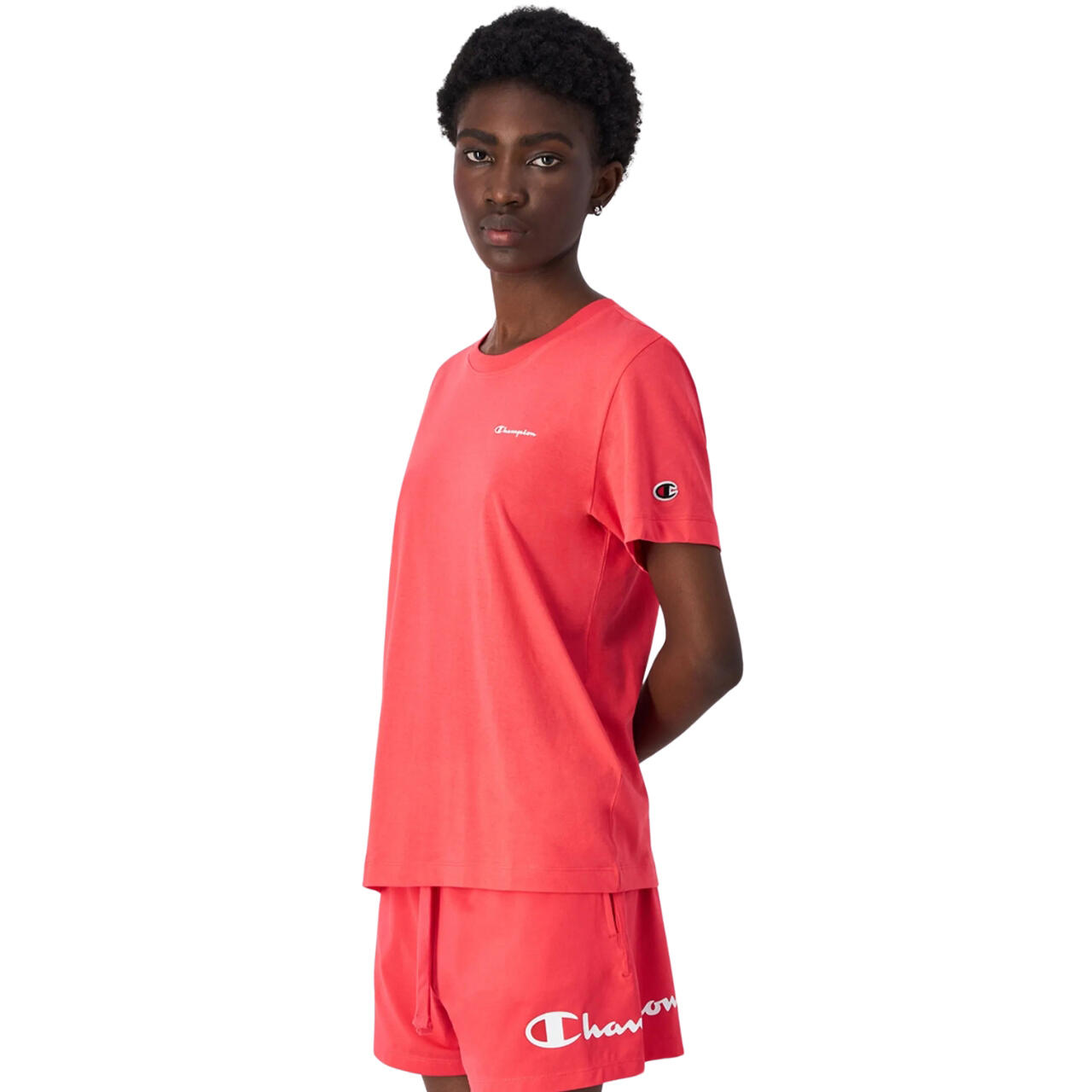 Champion - T-shirt Champion Modèle 118091-ps203 Pour Femmes - Maillot Manches Courtes - Orange|rose - Decathlon