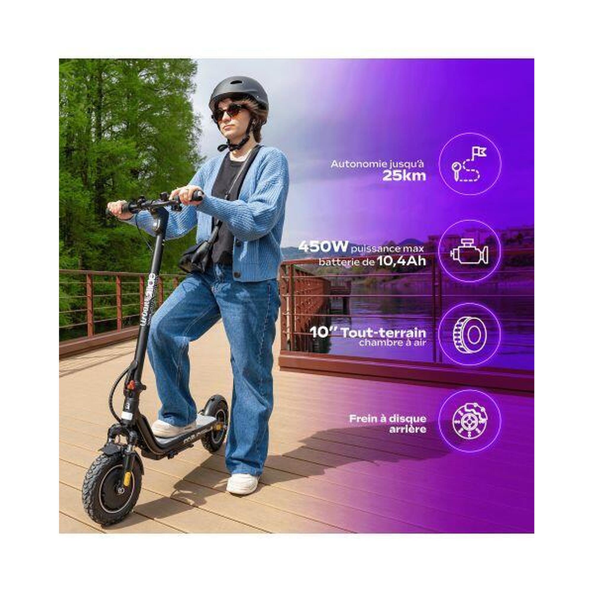 URBANGLIDE Ride 100 Evo – Trottinette Électrique Adulte 350W – 25 km/h –