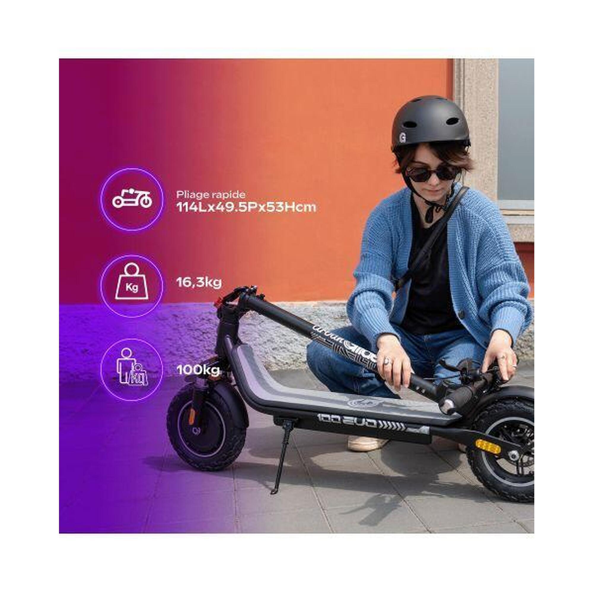 URBANGLIDE Ride 100 Evo – Trottinette Électrique Adulte 350W – 25 km/h –