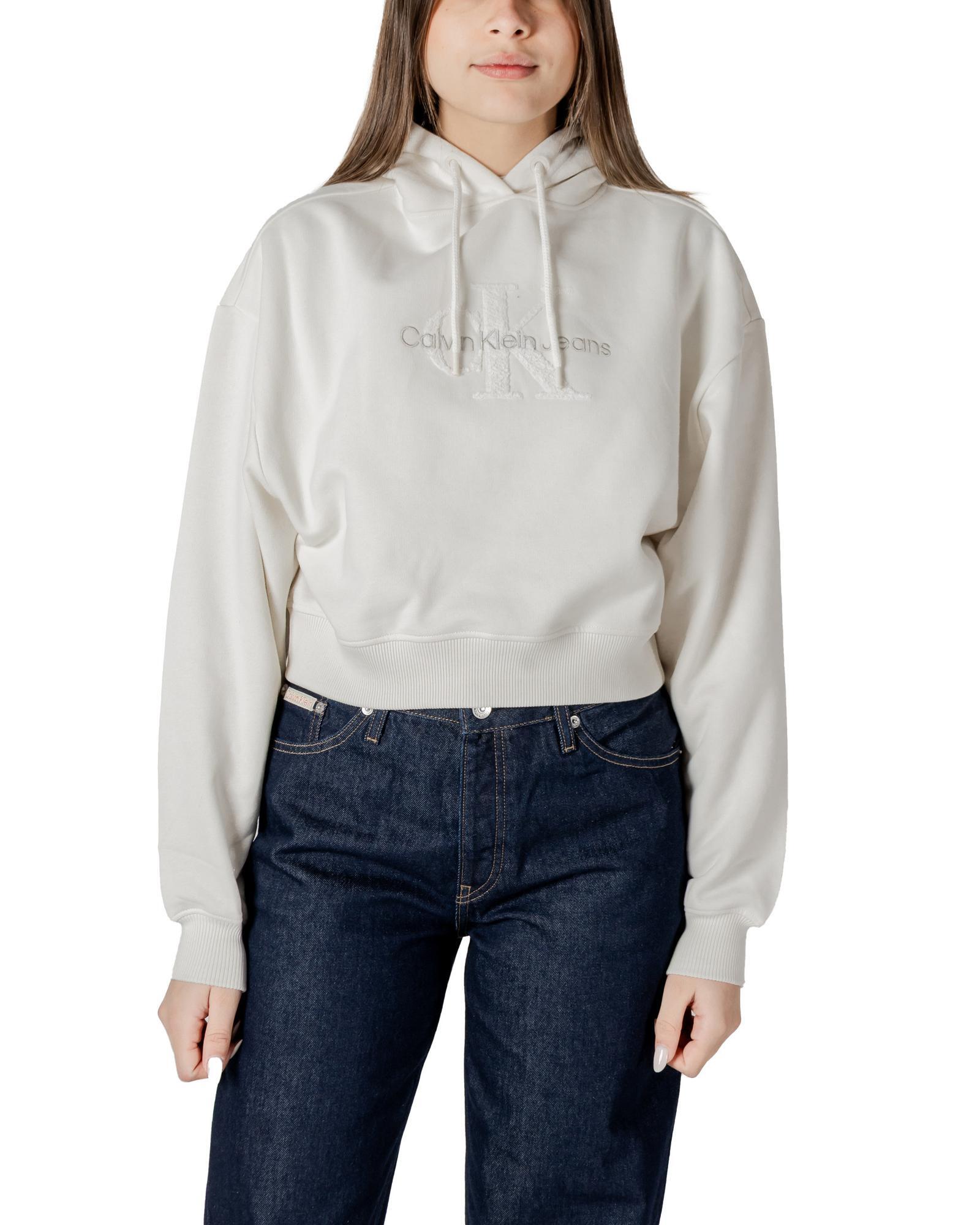 Calvin Klein Jeans Hooded Cotton Sweatshirt with Long Sleeves and Round Neck