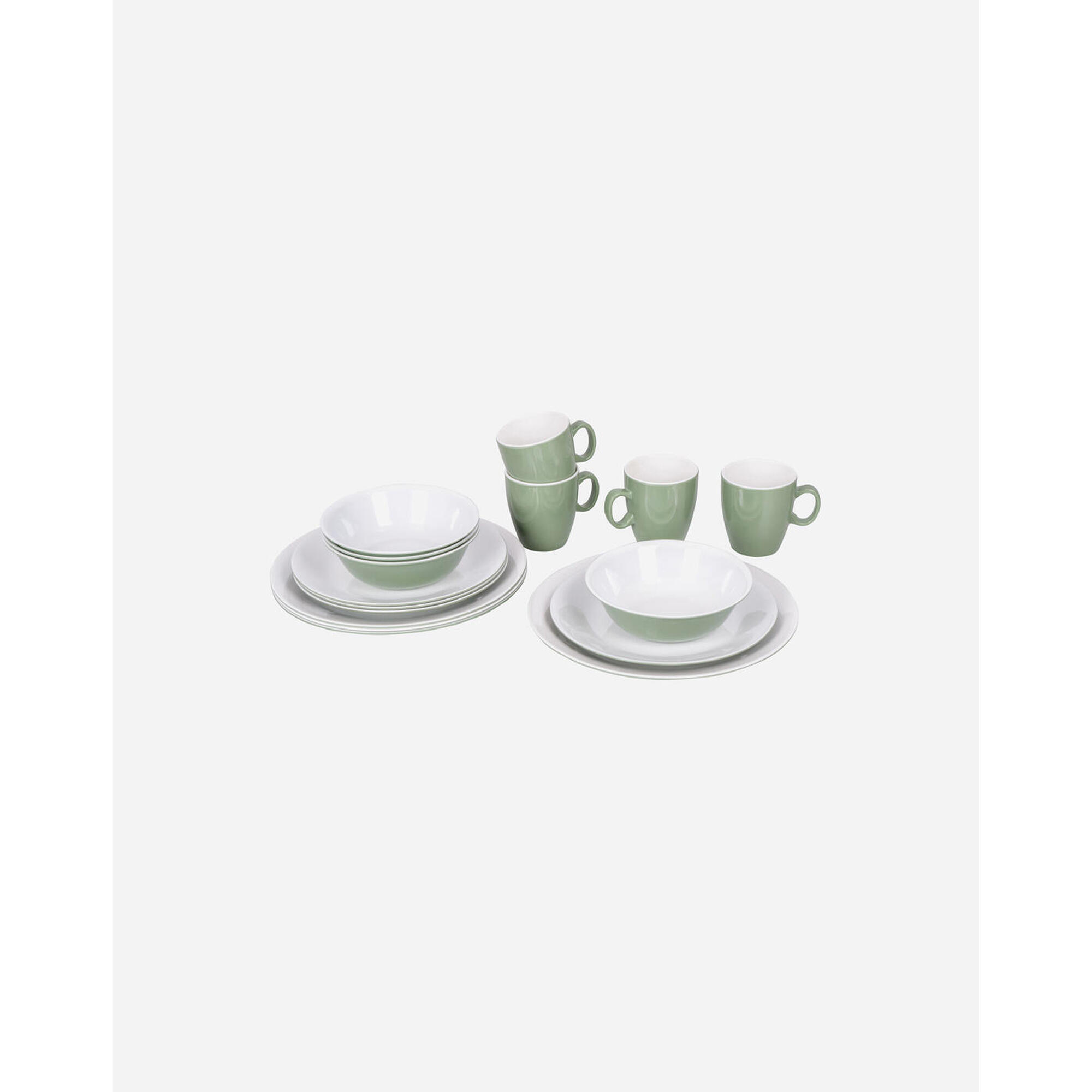 Bo-camp - Bo-camp - Vaisselle - Bicolore - Mélamine - 16 Pièces - Vert/blanc - Assiette - Vert - Taille Unique - Decathlon
