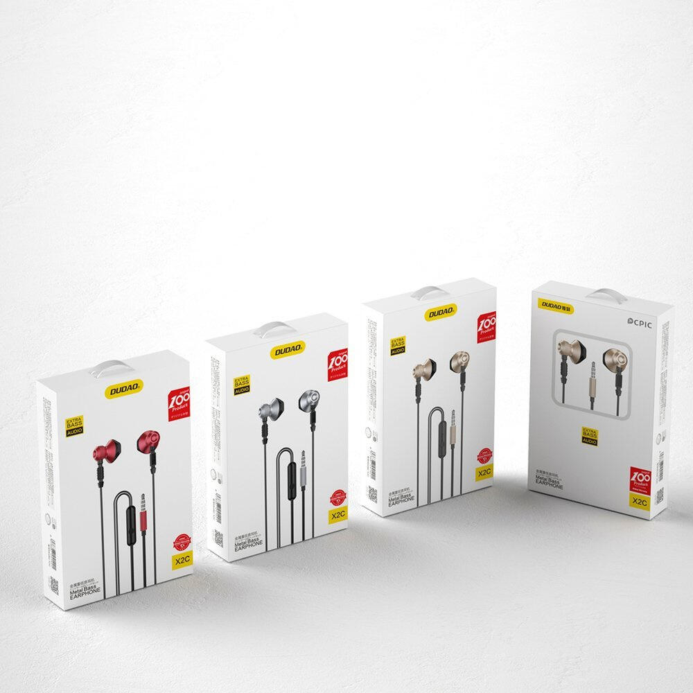 Słuchawki przewodowe douszne 3,5 mm mini jack metalowe szare 3/3